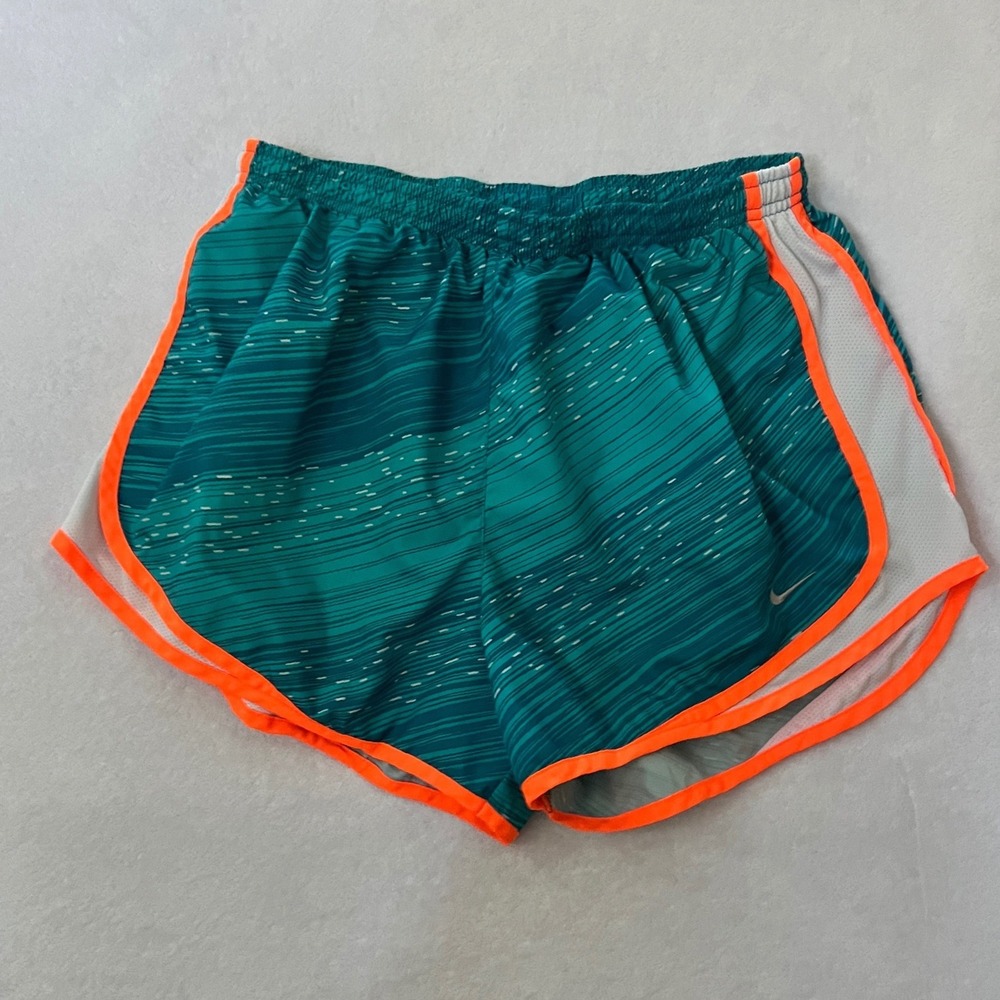 Nike Running Shorts Teal Orange Brushstroke Dri-FIT Tempo Large